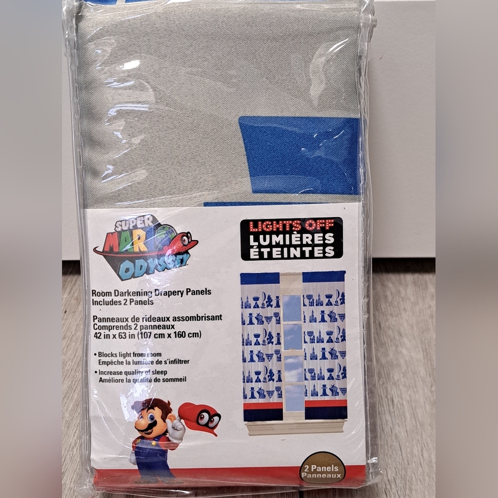 Super Mario Odyssey Room Darkening Drapery Panels. Includes 2 Panels